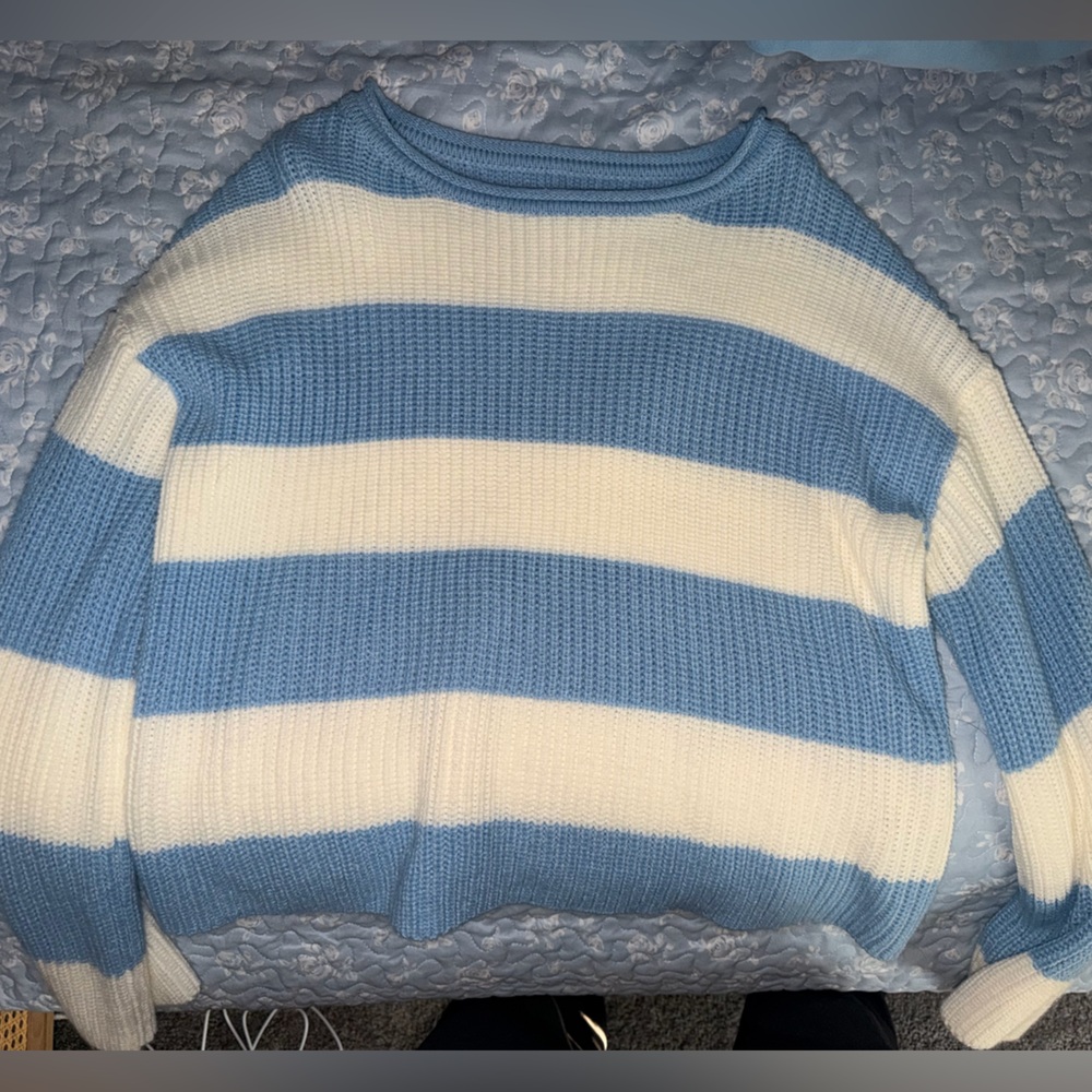 Blue and White Striped Sweater